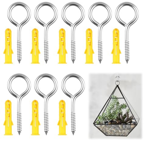 8 Pcs M5 x 65mm Vine Eyes with Wall Plugs, Stainless Steel Eyelet Screws | Closed-Eye Design, Suitable for Wood and Masonry, Ideal for Garden Wire, Climbing Plants, String Lights and Outdoor Hanging