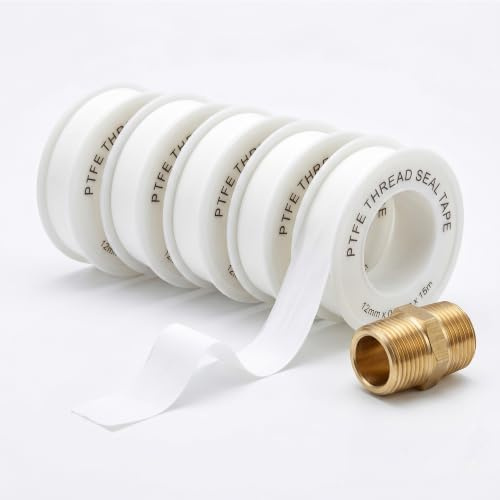 mufeng 5 Pcs Plumber Tape to Stop Leaks, PTFE Thread Sealant Strips, Plumbing Banding Kit for Showerhead Pipe Faucet, Waterproof Hardware Fastener with Protective Shell