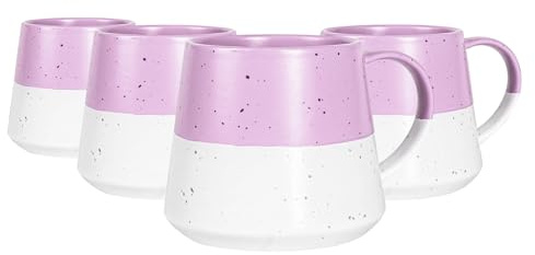 Nicola Spring Ceramic Coffee Mugs Set - 370ml - Pack of 4 Lavender Dipped Flecked Stoneware Coffee Cups Dishwasher & Microwave Safe Large Tea Mugs for Hot Drinks, Hot Chocolate, Tea