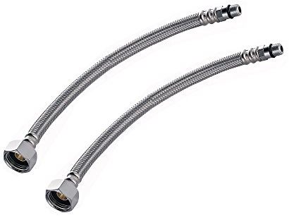 Sinjo Flexibler Wasserhahn-Anschluss 50 cm, 2 Stück – Edelstahl Schlauch für Monoblock-Mischbatterie, Einlochmischer, Küche & Waschbecken, 1/2 Zoll, geflochten