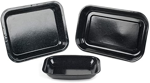 Russell Hobbs CW20701AR Juego De Bandejas De Horno Con 3 Piezas, 38/36/26 cm,De Esmalte Vítreo,Fáciles De Limpiar, Aptas Para Horno De Hasta 230 °C, De Acero Al Carbono