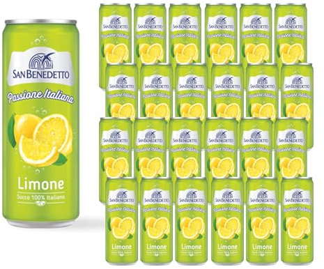 San Benedetto Passione Italiana, Limone, 24x330ml, Bevanda Analcolica Gassata, Gusto Fresco e Frizzante, Perfetto per Ogni Occasione