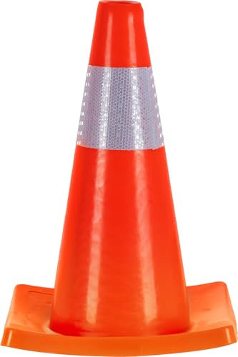 4x Stagecaptain LK-450 Leitkegel aus Kunststoff - Warnkegel Set 45 cm hoch - Reflektierende Pylone - Verkehrshütchen Stapelbar - Orange
