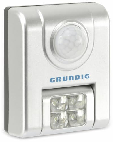 Grundig 8711252157078, LED-Lampe mit Sensor, Plastik, Silver, 8.5 x 6.5 x 4 cm