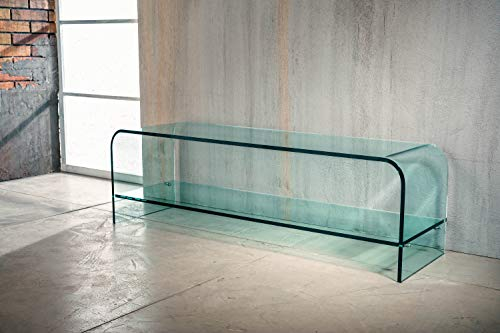 IMAGO FACTORY Net - Porta TV - Ponte in Vetro curvato con ripiano