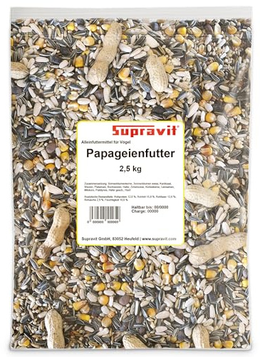 Supravit Papageienfutter 2,5kg – Premium Futtermischung für Papageien | aller Arten | Saaten- & Körnermischung | hochwertiges Vogel-Futter aus Deutschland