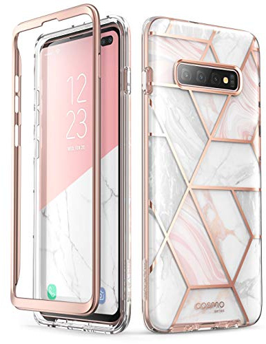 i-Blason Cosmo Series Hülle für Samsung Galaxy S10+ Plus, Stylische Glitzer Schutzhülle Bumper Case Ohne Eingebaute Displayschutzfolie (Marmor)