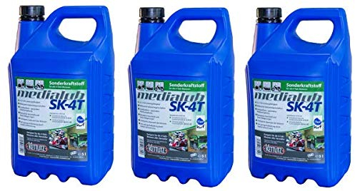 3 x 5 Liter KETTLITZ-Medialub SK-4T Alkylatbenzin/Sonderkraftstoff für 4 Takt, Rasenmäher usw. KWF Geprüft