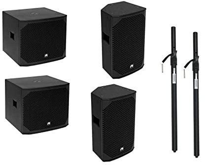 OMNITRONIC PA Set AZX aktiv M/L | 2X aktiver 18-PA-Bassreflex-Subwoofer mit 2X aktive Box mit 12-Woofer inkl. Distanzstange