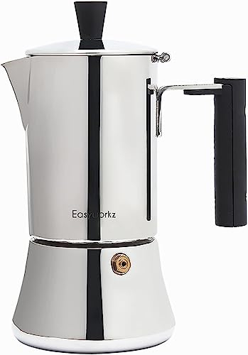 Easyworkz Pedro Stovetop Espresso Maker 6Cup 300ml Stainless Steel Italian Coffee Machine Maker Induction Moka Pot