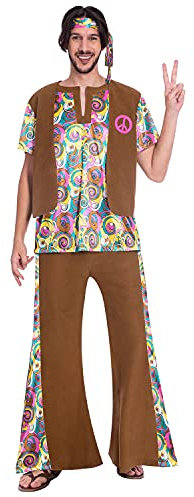 amscan 9906998 – Herren-Kostüm, psychedelischer Hippie-Mann, Größe: XL