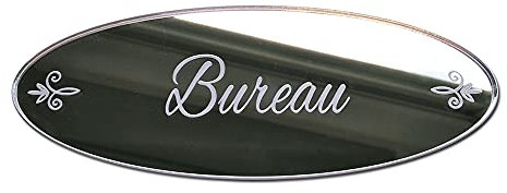 Plaque de Porte Bureau en Plexi Miroir Autocollant - Plaque Miroir Adhésive - Dimensions 16 x 6 cm - Décoration pour Porte - Pastilles Doubleface au Dos