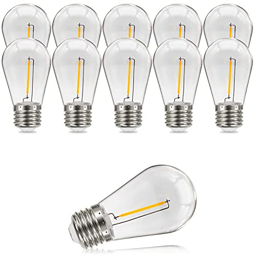 Suncan S14 E27 Edison LED Light Bulb, Vintage Filament Filament Bulb, Clear Plastic, Warm White, 360° Beam Angle, Not Dimmable, Pack of 10