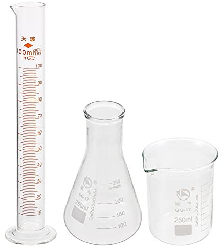 iplusmile Scientific Glass Beaker Glass Cylinder Conical Flask Graduated Measuring Tube Chemistry Lab Glassware 1 Set