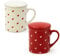 Blümelhuber Tassen Set aus Porzellan mit Herzdekor - 2er Set bunte Tasse mit Herzen mit Deckel und Sieb - 340ml Fassungsvermögen