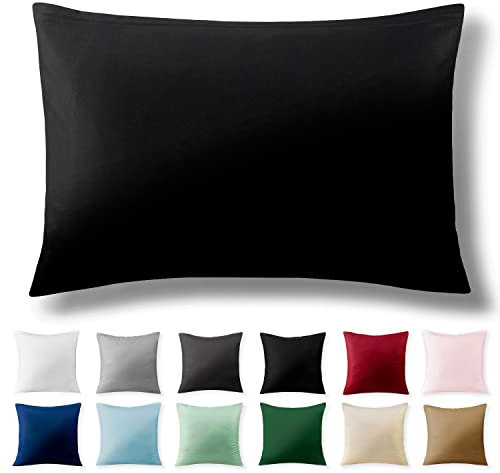 Alreya Renforcé Kissenbezug 50 x 75 cm - 100% Baumwolle mit YKK Reißverschluss, Superweicher Kopfkissenbezug 50x75, Kissenhülle, Schwarz, nur Kissenbezug