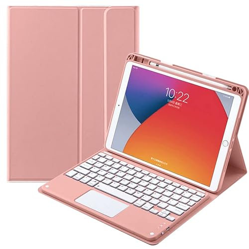 QYiiD TouchPad-Tastaturhülle für iPad Air 5. Generation 2022 / Air 4. Generation 27,7 cm (11 Zoll) 2020 / iPad Pro 11 Zoll 2021/2020/2018, niedliche Tastenfarbe, Folio-Abdeckung mit Stifthalter,