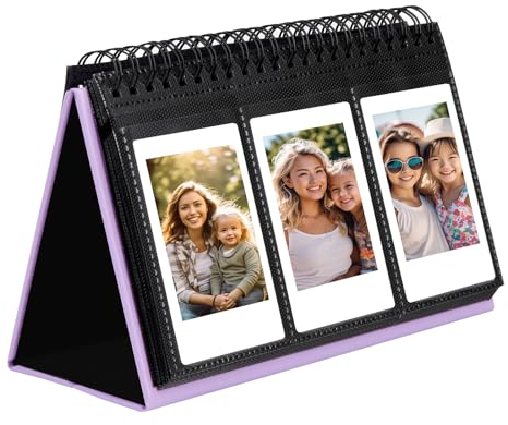 Álbum de Fotos de Escritorio Mini con 96 Bolsillos para la Cámara Instantánea Fujifilm Instax Mini 12/11/9/40/EVO, Compatible con Películas Polaroid Z2300/PIC - 300P/Z2300/Snap (Morado)