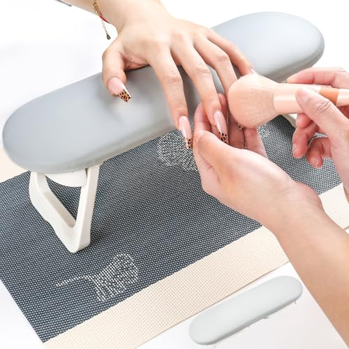 Reposabrazos Manicura Apoya Manos para Manicura, Almohada de Mano de Uñas Suave y Ajustable, Soporte de Mano Cojín Profesional con Esponja Suave de Alta Densidad de Cuero de PU