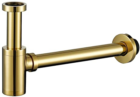 Roségold, runder Siphon, antikes Messing, Badezimmer, Waschbecken, Schlauch, Messing, Goldrohr, Schrotthardware, Gold