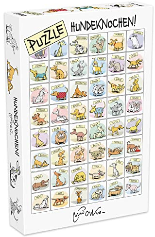 MDR 1000 Puzzle Hundeknochen - Puzzle mit Zeichnung von Andrzej Mleczko - Pannendes Puzzlespiel mit Porträtgalerie von Lustigen Hunden - Robust mit Dicker Puzzlestruktur- Lustige Hunde