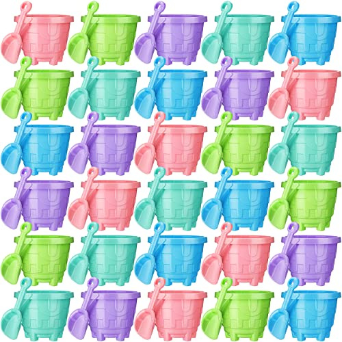 Sosation 60 Pcs Bulk Sand Buckets for Kids, 5.5 Inch Plastic,Bright Color