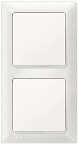 SIEMENS - Siemens Komplettset Lichtschalter - 2x Lichtschaltereinsätze, Wippe & 2-fach Rahmen in titanweiß, für Unterputz, 5TA2156, 5TG6201, 5TG2552-0