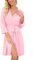 PrinStory Women Robes Lightweight Dressing Gowns Soft Kimono Robes Short Sleepwear Casual Knit Bathrobe Ladies Loungewear Homewear (Pink, M)