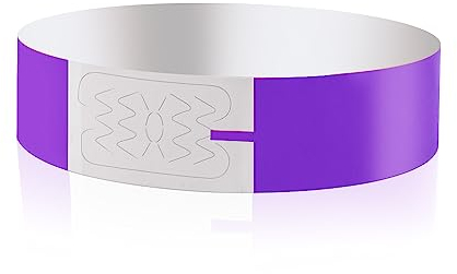 Vicloon Event Armbänder, 100 Stück Festival Armbänder, Papierarmbänder Wasserdicht Armbänder 19 x 255mm Eintrittsbänder zur Kontrolle und Sicherheit bei Veranstaltungen und Events, für Partys(Lila)