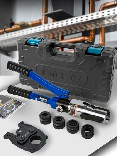AMZCNC Pinza a pressa professionale (idraulica) con ganasce a pressione, profilo TH 16-20-26-32, per tubi compositi con raccordi del contorno TH, inserti a ganasce TH16, TH20, TH26, TH32 con