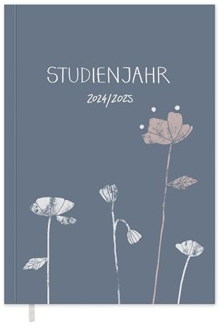 Studienplaner 2024 2025, A5 Semesterplaner für Uni & FH, 2 Seiten pro Woche, schöner Design Terminkalender für Studenten, Sep. 2024 - Sep. 2025, Softcover, blau, klimaneutral