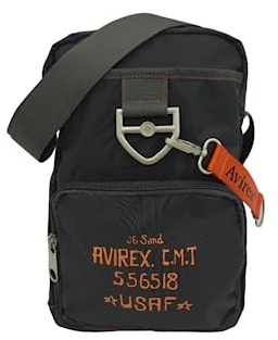 Avirex Schultertasche aus Nylon, wasserdicht, Umhängetasche für Herren, mit abnehmbarem Schlüsselanhänger, Kollektion Post PST03, grau