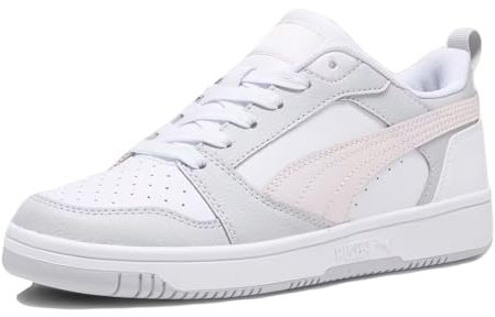 PUMA Rebound V6 Lo Jr, Scarpe da Ginnastica, Bianco Frosty Rosa Cenere Grigio, 36 EU