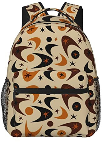 Brauner Atomic Retro Boomerangs Mid Century Modern Art Tagesrucksack, leichte Mehrzweck-Schultertasche mit Diebstahlschutz, großes Fassungsvermögen, Laptop-Büchertasche, Rucksack mit verstellbaren S