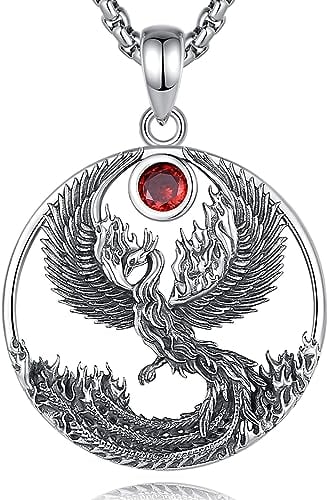 INFUSEU Phönix Kette, 925 Sterling Silber Tier Feuervogel Vogel Halskette Schmuck Nirvana Wiedergeburts Anhänger Geschenke für Tochter Mädchen Frauen Damen