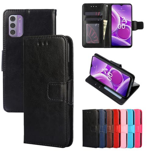 Nokia G42 5G Premium Leather Wallet Case [Card Slots] [Kickstand] [Magnetic Buckle] Flip Folio Cover for Nokia G42 5G Smartphone(Black)