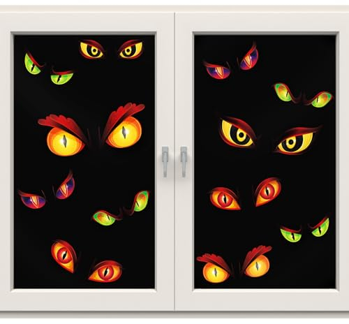 2 Stück Halloween Gruselige Augen Fenster Tür Abdeckungen Halloween Fenster Dekorationen Halloween Hintergrund Türdeko für Haus Klassenzimmer Fenster Tür Dekoration, 153 x 90 cm (Horror)
