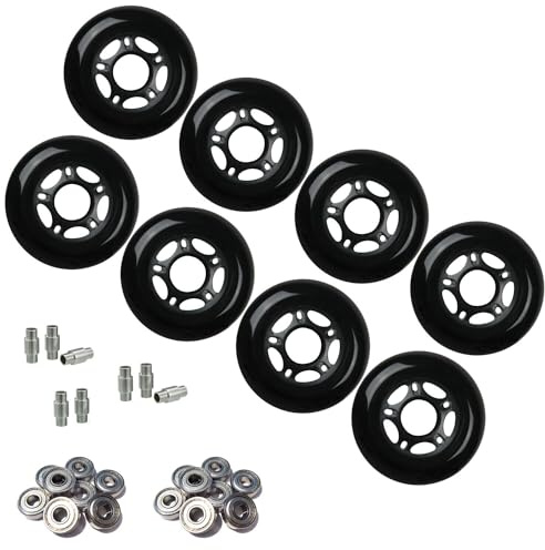 Toefficy 80 mm 82 A Kugellager-Abstandshalter Outdoor Rollerblade Inline Hockey Fitness Skate Rollen schwarz 608 inklusive Ersatzteil
