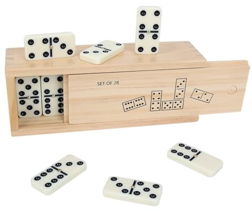 GOTHINK Domino-Set für Erwachsene und Kinder – Doppel 6 Dominosteine Set 28 Fliesen Dot Classic Brettspiel – Domino-Set mit Holzkoffer Klassenzimmer, Familienreise, Spielabend, ideal für 2–4 Spieler