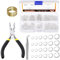 Tanstic 1403Pcs Silver Open Jump Rings Kit, 4mm, 5mm, 6mm, 7mm, 8mm, 10mm Jewelry Jump Rings with Jump Ring Opener, Jewelry Pliers and Tweezer for Jewelry Making