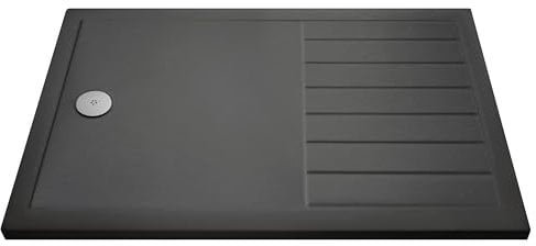 Balterley 1700 x 700 Rectangular Shower Tray with Raised Anti-Slip Lines, Slimline Shower Trays, Durable Stone Resin Base Trays for Bathroom Enclosure Lightweight Tray for Wetroom Showers (Slate Grey)