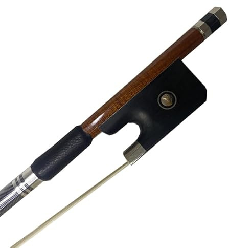 yinfeel 1pc of hybrid carbon fiber cello bow white horse hair 4/4 nickel silver ebony frog for adult outside is wood