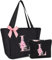 Vavabox Sac Cabas Personnalisé avec Initiale A-Z, Cadeau Imperméable pour Femmes, Demoiselles d'Honneur, Maman, Enseignantes, Amies (L, Noir 2 Pièces)