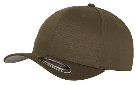 GIDUTEX Flexfit Unisex Wooly Combed Cap inkl. Schlüsselband graue Unterseite Baseball Cap Basecap (DE/NL/SE/PL, Alphanumerisch, S, M, Olive)