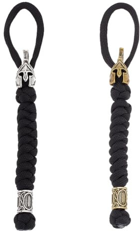 DELORIGIN 2 Stück Messer Lanyards Mit Legierungsperlen Metall Messer Kette EDC Charms Halloween Schlüsselanhänger Taktisches Lanyard Mit Riemen EDC Zubehör Für Messerschnalle Reise Auto Schlüsselbund