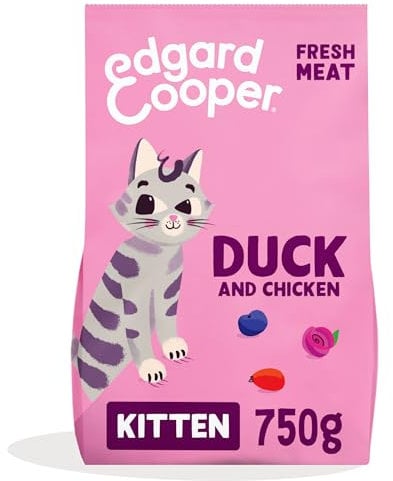 Edgard Cooper Kitten Trockenfutter, Ente & Huhn, 750g, Katzenfutter trocken Junior, ohne Zucker und getreidefrei, sterilisierte Katzen und aktive Katzen