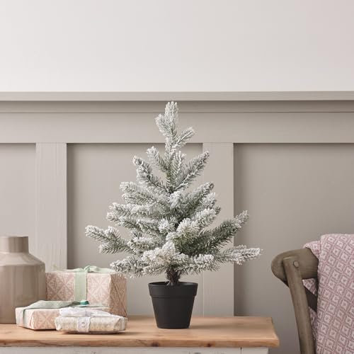 Lights4fun 45cm Indoor Artificial Potted Frosted Mini Christmas Tree Tabletop Decoration