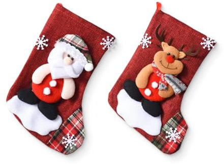 JEYORZY 2er Set Weihnachtsstrümpfe mit kreativen Nikolausmuster - perfekt als Geschenkbeutel, Baumschmuck und Dekoration für Kamin und Kinderzimmer - eine tolle Ergänzung für jede Weihnachtsfeier!