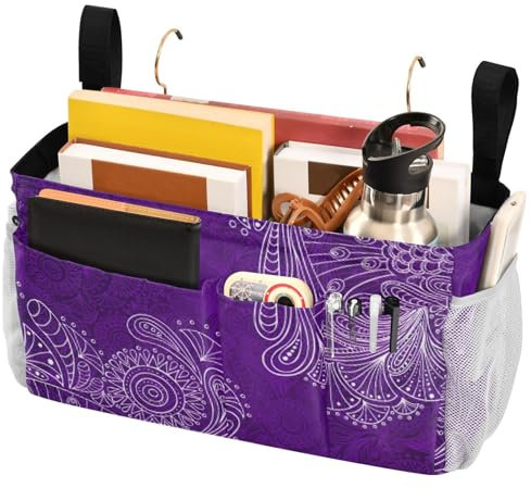 FRODOTGV Organizer da comodino da appendere per letti a castello e ospedale, sponde decorative viola