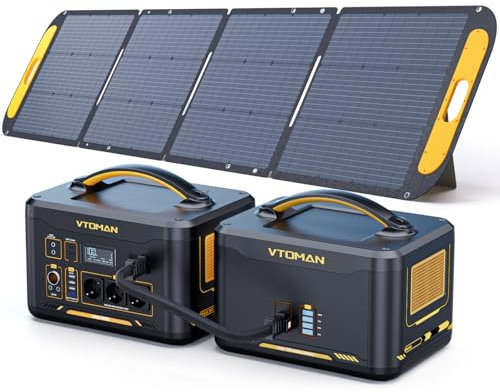 VTOMAN 2376Wh Tragbare Powerstation Bündel mit Extra Batterie & 220W Solarpanel Eingeschlossen - Bis zu 3000W Solarstromgenerator für Startseite Backup, Netzunabhängig, Camping, Straße Reise, Notfälle